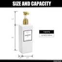 White With Gold Pump Shampoo Bottles Set of 3, 500ml Refillable Shower Dispenser, Rectangular Plastic Bottles with Pump, Glass & Metal Free