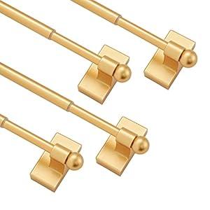 Magnetic Curtain Rods Multi-Use Adjustable Appliance Metal Doors Magnetic Rods, 9-16 Inch, 1/ 2 Inch Diameter, Pack of 4, Gold
