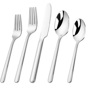 40 Piece Heavy Silverware Set for 8, 18/10 Stainless Steel Flatware, Cutlery Set Morror Polished, Dishwasher Safe for Home, Restaurant, Wedding, Party
