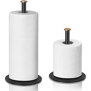 Paper Towel Holder Black,ZMGNND Adjustable Paper Towel Stand for Countertop - New House Essentials,Matte Black Bathroom Paper Towel Holders - Holds 3 Rolls,Kitchen Paper Towel Dispenser for Counter