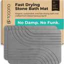 TOSORO - Stone Bath Mat Diatomaceous Earth Shower Mat Non-Slip Super Absorbent Diatomite Stone Bath Mats for Bathroom Floor Quick Drying Natural Easy to Clean (23.5 x 15) - Graphite, 2pcs