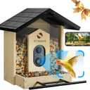 Bird Feeder with Camera, Upgraded 1.5L Smart Bird Feeder with AI Identify for 10000 Plus Bird Species, Auto Capture Bird & Real-time Notifications, Ideal Gift for Bird Lovers (Iron Roof)