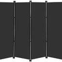 MAYOLIAH 6 Panel Folding Privacy Screen 9ft Wide, 6ft Tall Partition Room Divider Portable Office Walls Dividers, Black
