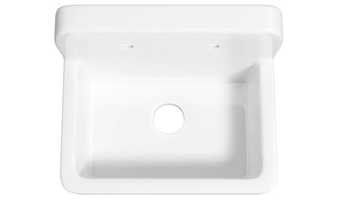Utility Sink, Wall Mounted Farmhouse Bathroom Sink, Modern Laundry Sinks Above Counter, Floating Porcelain Ceramic Tub High Back for Garage, Washing Room, Kitchen