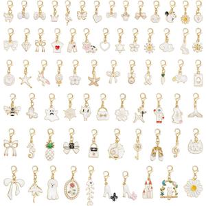 Julie Wang 30PCS Alloy Enamel Charms with Lobster Clasps, Assorted Fruit Flower Hearts Shells Starfish Designs Pendants for Gift Wrapping, Zipper Pulls, Keychains, Bags Decoration