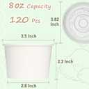 ESSENTIAL Paper Ice Cream Cups with Lids, 120pcs 8oz Disposable Dessert Bowls with Lids for Hot or Cold Food, Paper Snack Containers for Sundae, Frozen Yogurt, Soup (White)