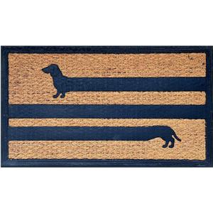 Funny Dachshund Dog Welcome Mat - Long Weiner Dog Decor for Front Porch & Entrance Way - Heavy-Duty Non Slip Coconut Coir Doormat 30x17 inch