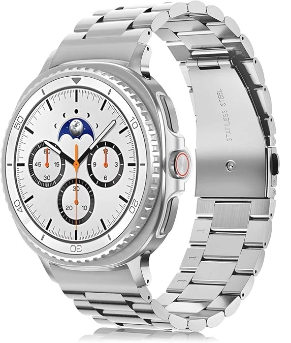 EDIMENS Compatible with Samsung Galaxy Watch 8 Band 40mm 44mm Galaxy Watch 8 Classic 46mm 2025, No Gap Business Stainless Steel Metal Band Strap for Galaxy Watch 8 Men Women, Silver