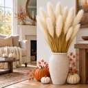 Fuutreo 6 Pcs 3ft Tall Artificial Fall Plants, Beige Reed Grass | Faux Pampas Grasses Greenery with Reed Flower, Thanksgiving Autumn Harvest Outdoor Garden Decor, for Indoor Home Porch Vase