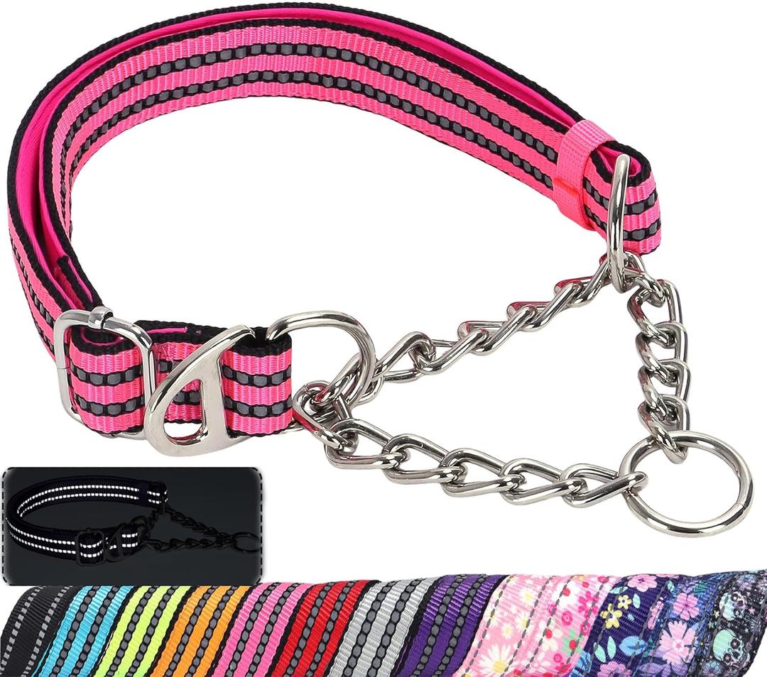 Martingale Collar for Large Dogs,Pink Reflective Collar with Night Safety Design for Large/Medium XL XXL Female Dogs Secure Pet Collars for Walking Training(Pink XL) (XL(Neck21"-27"))