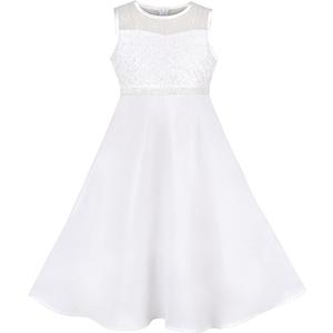 Sunny Fashion Girls Dress Flower Lace Top Burgundy Gradient Skirt Sleeveless Age 12 Years