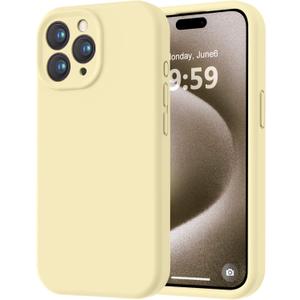 LOVE 3000 Designed for iPhone 15 Pro Case, Premium Silicone with [Soft Anti-Scratch Microfiber Lining] Shockproof Protective Phone Case for Men Women Girls 6.1", Creamy Yellow