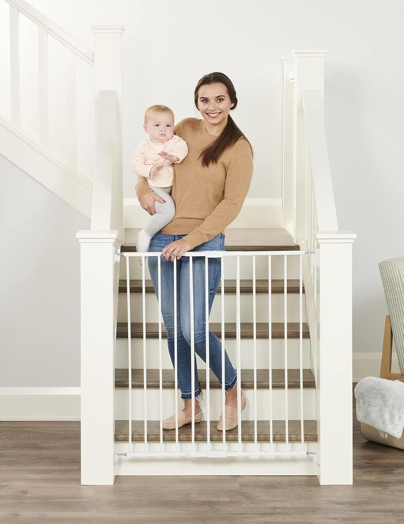 Regalo 2-in-1 Extra Tall Easy Swing Stairway and Hallway Walk Through Baby Gate, White  24-40.5"W x 36"H