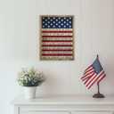 Pechpell Memorial Day 4th of July Patriotic Wall Decor, 15.7"x11.8" Wooden Red White Blue American Flag National Anthem Sign, Americana Independence Day Indoor Office Table Desk Mantel Home Decorations
