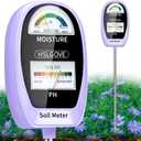 HSLGOVE Soil Test Kit, 2-in-1 Soil Moisture Meter/Soil PH Meter, Dual Screen Soil Tester, Soil Moisture Meter for Plants Watering/Gardening for Lawn,Farm Indoor&Outdoor Use-PalePurple