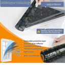 One Way Privacy Film, Window Tint for Home,Daytime Reflective, Anti UV Static Cling Sliding Door Coverings No Glue Garage Solar Paper (Black - Silver-Leaves, 35.4 x 157.4 in)