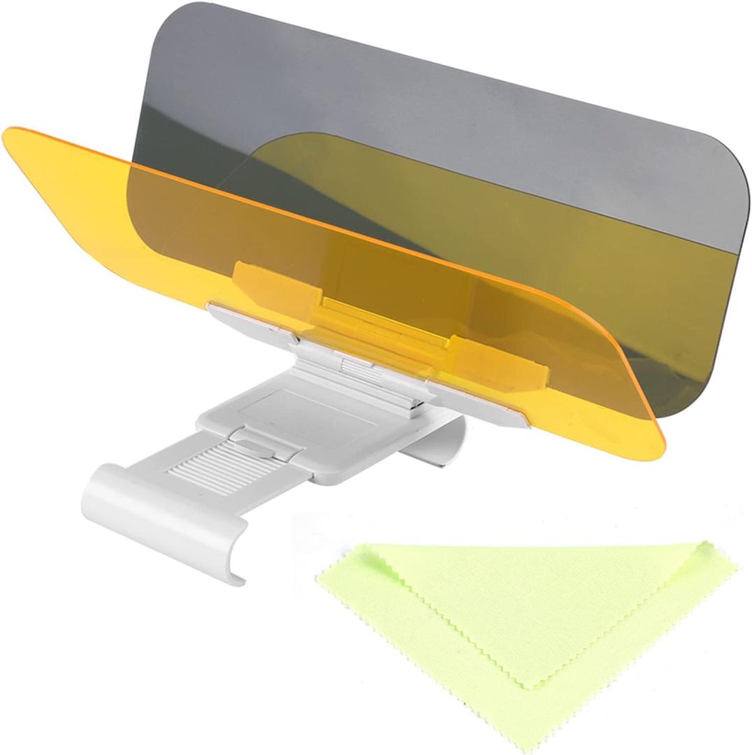 PerGar 2 in 1 Car Transparent Anti Glare Glass Car Visor Extender Sun Blocker, Universal Fit for Day & Night Driving