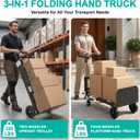 3-in-1 Folding Hand Trucks, 500lbs Convertible Dolly, Dolly Cart with Wheels Heavy Duty, Moving Cart with Retractable Handle, Collapsible Trolley for Moving Office/Home/Warehouse/Boxes/Cartons (Black)