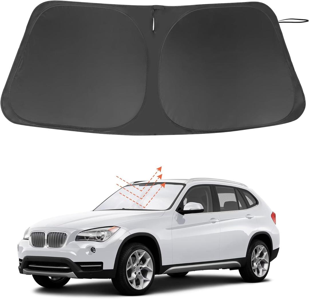 Windshield Sun Shade Custom Fit for 2011 2012 2013 2014 2015 BMW X1 E84 Accessories Foldable Sunshade Sun Blocker Protect Car from Sun Rays & Heat Damage Keep Car Cooler