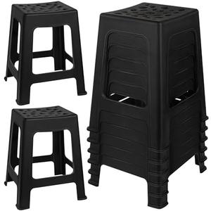 TURSTIN 6 Pack Plastic Stools 16.9 Inch Black Nesting Stools Portable Backless Bar Stool Flexible Seating Chairs for Classroom Office Home