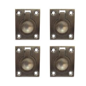 QCAA Solid Brass Flush Ring Pull Round, 1-1/2", Satin Chrome, Made in Taiwan, 4 Pack