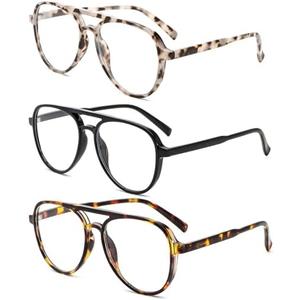DXYXYO Retro Aviator Reading Glasses for Women, Mens Lightweight Blue Light Blocking Computer Readers