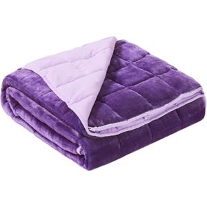Satwip Purple Weighted Blanket 15 Pounds, Fuzzy Warm Flannel Throw Blanket with Soft Breathable Sanded, 48 x 72 inches, Purple