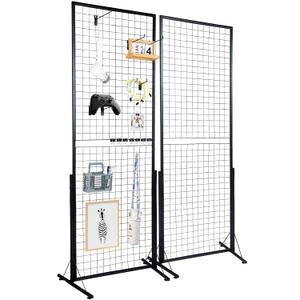 VEVOR 2 x 5.6 in Grid Wall Panels, 2 Packs Wire Gridwall Display Racks Tower with T-Base, Floorstanding Double Side Gridwall Panels, Retail Display with Extra Clips and Hooks for Art Craft Shows