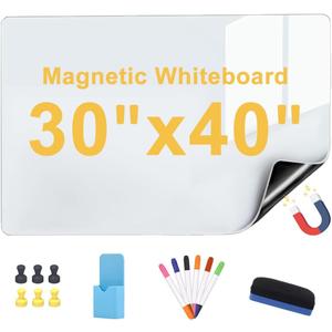 Magnetic Dry Erase Whiteboard Paper 30" x 40", Babenoun Fridge White Board on Wall for Organizer and Planner, Kitchen Refrigerator Shopping List with Marker, Magnetic Eraser and Magnets
