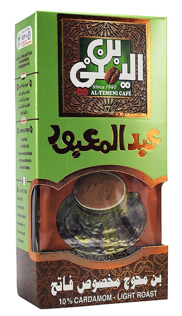 EL - Yemeni EL Yemeni Original Turkish Coffee Cafe Arabic Arabian Arabica Ground Roasted Mud Coffee ALYemeni AL Yemeni    (10% Cardamom Light Roast) 3.5 oz / 100 gm