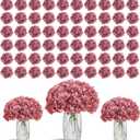 80pcs Dusty Rose Hydrangea Artificial Flowers Silk Hydrangea Heads with Stems Hydrangea Flowers for DIY Wedding Centerpiece Baby Shower Home Party Decor