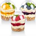 TOFLEN 25 Pack 8 oz Plastic Dessert Cups with Dome Lids, Clear Disposable Yogurt Parfait Cups with Lids, Individual Party Serving Snack Cups for Fruit Dessert Cake Pudding