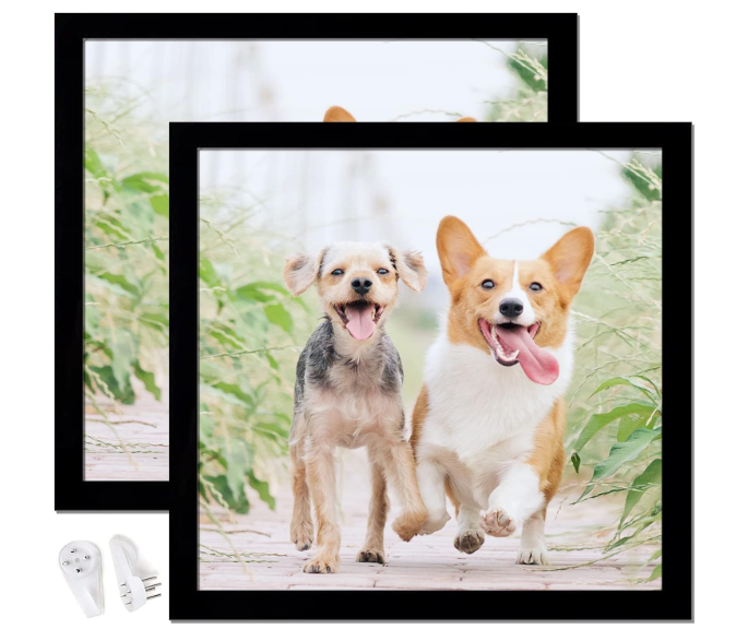 8x8 Picture Frame Set of 2, Black Square Photo Frames High Transparent Wall Gallery Desktop Horizontal Vertical for Canvas Collage Photo Poster Certificate 8 x 8 inches  