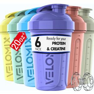 -6 PACK- 20 OZ Protein Shaker Bottles for Protein Mixes, Shaker Cups for Protein Shakes, Small Shaker Bottle Pack, Shaker Cup, Shakers for protein Shakes (Pastel Shades - 6 Pack)