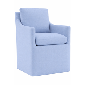 Upholstered Dining Chairs with Casters Easy Assembly Modern Accent Armchair with Rollers for Diningroom Bedroom Livingroom Reading Room