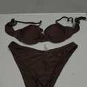 SweatyRocks Women's 2 Piece Bikini Set Spaghetti Strap High Cut Push Up Underwire Swimsuit (Large, Coffee Brown)