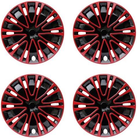 Hubcap Wheel Cover Replacement R15 Hub Caps Universal-Fit Steel Wheel Rim Cover ABS Material Exterior Accessories for Car Truck SUV -Set of 4（15-inch，Red-Black）