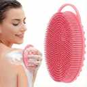 Silicone Body Scrubber, Exfoliating Loofah Alternative for Women Men, Soft Silicone Body Shower, 2 in 1 Bath and Shampoo Brush for Sensitive Skin, Back,Showering, Brush Exfoliator (Pink)