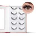 FlutterHabit STICKtionary Sweetheart (1.0) Self Adhesive Eyelashes Kit, Pre Glued Underlash Strips for Beginners, No Glue Lash Extensions, Lightweight Reusable Clusters for Natural Look (5 Pairs)