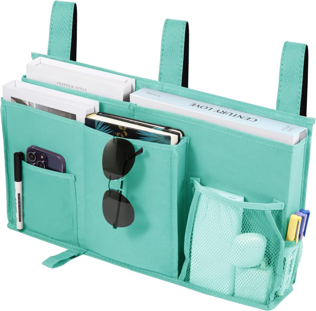 Joyfulife Bedside Caddy Bunk Bed Organizer Bedside Storage Organizer Bedside Storage Bag Pocket Hanging Organizer for Bunk, Hospital Beds, College Dorm Rooms, Baby Bed Rails, Camp 8 Pockets (Green)