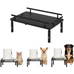 Raised Pet Feeder Stand for Cats & Dogs Neck Health, Metal Holder for Pet Automatic Feeders, Pet Water Dispenser Stand, Adjustable Height Elevated Shelf for Most Pet Feeders & Water Dispensers