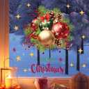 1 Sheet Christmas Window Clings for Glass Windows Double Sided Window Stickers Red Green Gold Balloon Window Decals Christmas Stickers for School Home Office Decoration Party Supplies