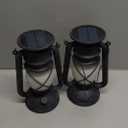 Solar Lanterns Outdoor Waterproof,2 Pack Bronze Vintage Lanterns with Dancing Flame Led Hanging Lights Decor,Lamps for Porch Garden Yard Pathway Camping