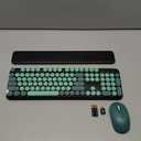 Wireless Keyboard and Mouse Combo, Round Keycaps, Full-Size Retro Typewriter Keyboard with Magnetic Wrist Rest, Tilt Legs, 2.4GHz Cordless for Mac, Windows PC, Laptop, SABLUTE CK23, Black & Green