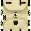 Leviton 20 Amp, 125/250 Volt, Narrow Body Duplex Receptacle, Straight Blade, Commercial Grade, Self Grounding, Dual Voltage, 5842-I, Ivory