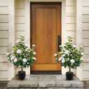 Hananona 2 Pcs Artificial Camellia Trees Faux Camellia Plant in Pot with Flowers Indoor Plants for Spring Home Decor Outdoor Porch Front Door Decor (White, M)