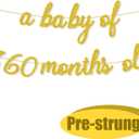 4 x UgyDuky Gold Glitter Happy Birthday Banner, 360 Months Party Decorations, Wall Door Banners for Women Men (30 Years old)