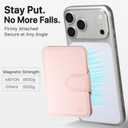 for MagSafe Wallet, Magnetic Phone Wallet RFID Blocking, Slim 5-8 Card Holder with Cash Slot & Clear ID Window, Minimalist Mag Safe Wallets for iPhone 17/16/15/14/13/12 Series, Blush Pink