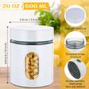 Mimorou 6 Pack Kitchen Canisters Set Airtight Coffee Sugar Tea Storage Jars with Window Glass Stainless Steel Containers with Lids for Flour Cookies Spices Grains Kitchen Decorations(White,20 oz)