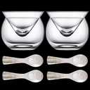 Glass Caviar Serving Set with 4 Pcs Mother, Set with Ice Holder for Egg, Ice Cream, Coffee, Restaurant Serving